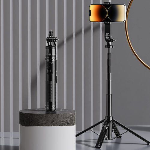 2025新款手持旅行自拍杆蓝牙拍照四脚架落地架自拍神器手机通用无线直播拍摄支架防抖手持云台旅游便携多功能 - 图2