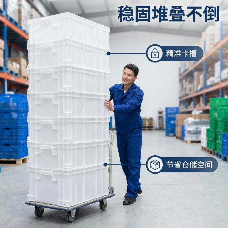 加厚塑料周转箱工业用大号长方形白色物料盒汽车配件物流箱可堆叠