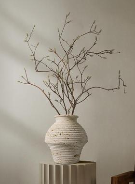 海虹雅林天然大理石石底花瓶装饰摆件侘寂风玄关客厅高级轻奢简约