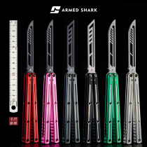 Warrior Shark 7 Series 7075 Sea Selfie Butterfly Knife Unopened Blades Practice Training Knife Folding Throwback Fancy Toy Juggling Knife