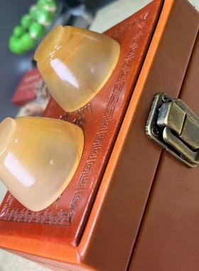 天然羊角养生散热酒杯茶杯摆件