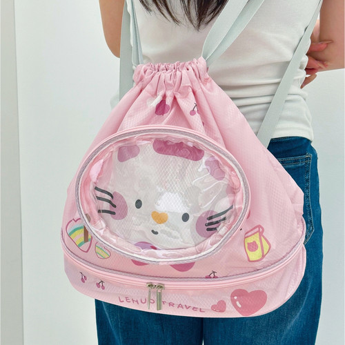 可爱猫游泳包儿童干湿分离大容量防水带鞋仓泳衣收纳袋双肩旅行包 - 图1