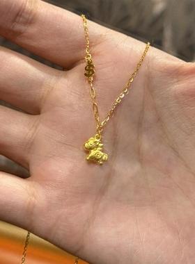 日本MUMI轻奢可爱小巧18k金色马上有钱项炼新款萌系卡通个性显白