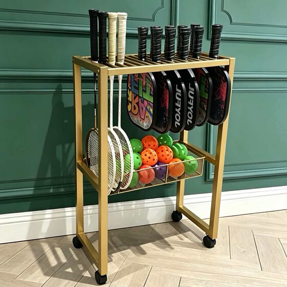Large capacity pickleball racket display storage rack