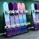 Indoor vertical metal snowboard display storage rack