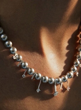 网红潮流款手链灰色贝壳珠简约女