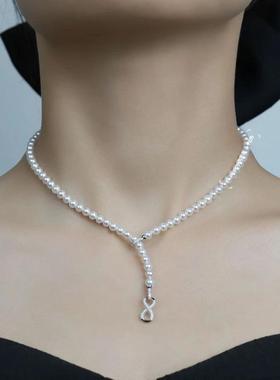 八字扣天然珍珠项链高级感礼物潮