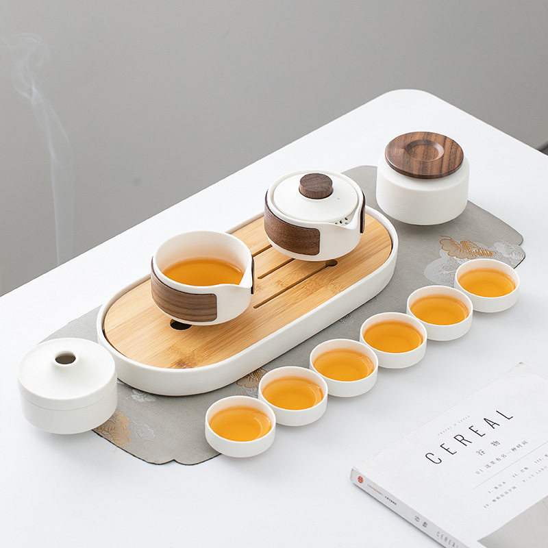 Miaoyan Business Tea Set Gift Set Home Living Room Simple Ceramic Dry Tea Plate Light Luxury Small Set Spot