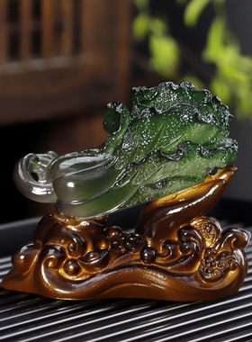 2025新中式树脂变色白菜茶宠创意茶道家居摆件茶台装饰品配件