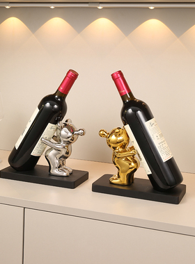 陶瓷暴力熊红酒架摆件轻奢高档