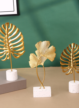 创意轻奢银杏叶摆件客厅玄关