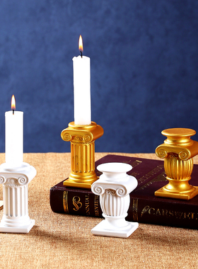 复古多立克罗马柱烛台摆件
