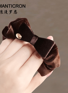 高品质韩式发圈蝴蝶结秋冬丝绒新款头花扎头发马尾无痕不勒头发绳