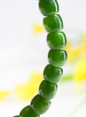 天然和田玉碧玉辣绿卡6直切手串