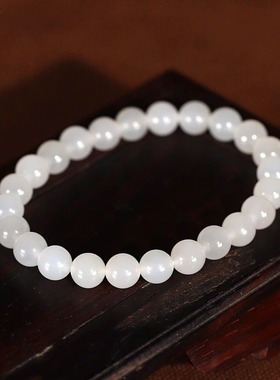 美域手串手链8m圆珠和田玉羊脂玉