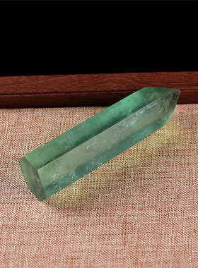 天然水晶绿萤石水晶柱原石单尖六棱七彩萤石家居桌面摆件