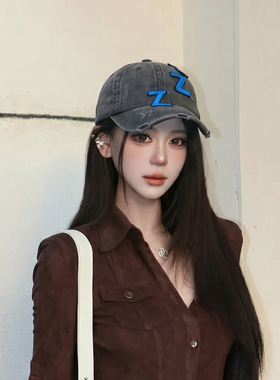 美式复古水洗破坏风棒球帽显脸小