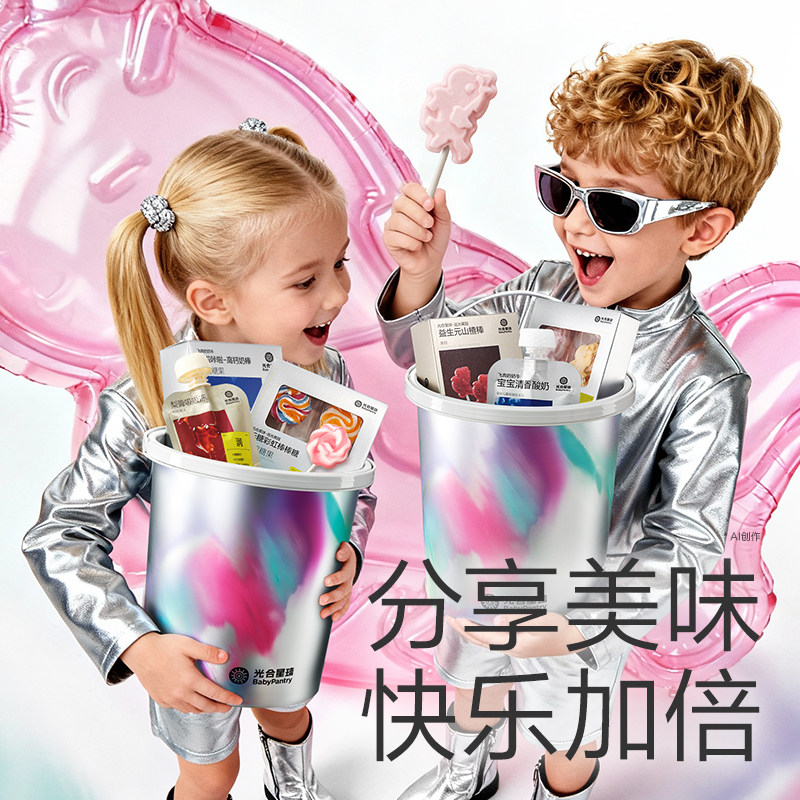 【马年礼物】光合星球抱抱桶糖果儿童健康零食大礼包年货礼盒