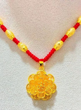 女款凤尾花吊坠大花手工编绳项链手工编织可送朋友