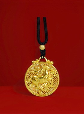 新款同款古法沙金马年马到成功吊坠可送礼