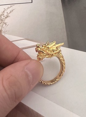 中国龙戒指国潮男女款霸气生肖龙开口中国风潮流指环古典风