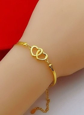 沙金爱心手链天鹅手链女新款气质手链女可调节