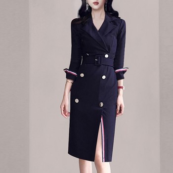 ລະດັບສູງ temperament OL professional suit skirt waist 2024 new summer women's slimming slit hip wrap dress for women