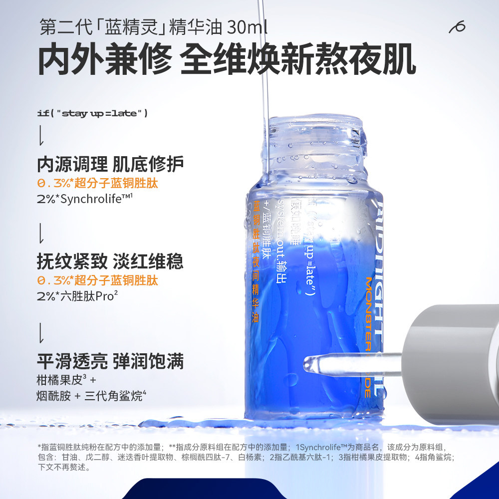 野兽代码第二代蓝铜胜肽2.0精华油 MONSTERCODE野兽代码精华油