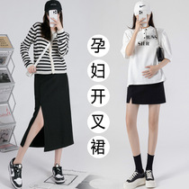 Pregnant Woman Half Body Dress 2023 New Spring Summer High Waist Open Fork Out of Fashion Suit Skirt Pregnant Woman Skirt