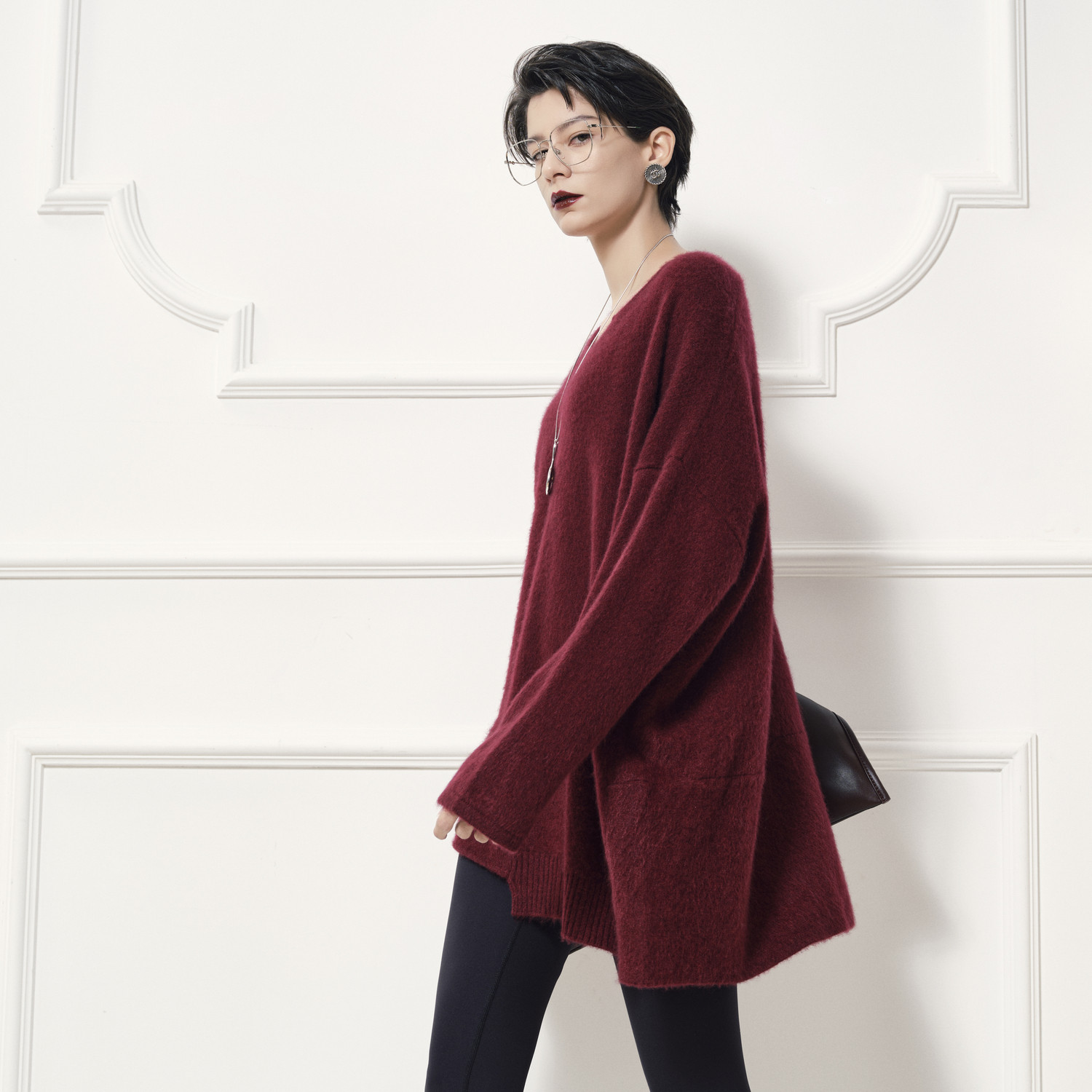 【新年系列】TU 牦牛绒拉绒毛衣男女同款不规则针织衫慵懒风上衣,淘宝优惠券,粉丝福利购,淘宝优惠卷