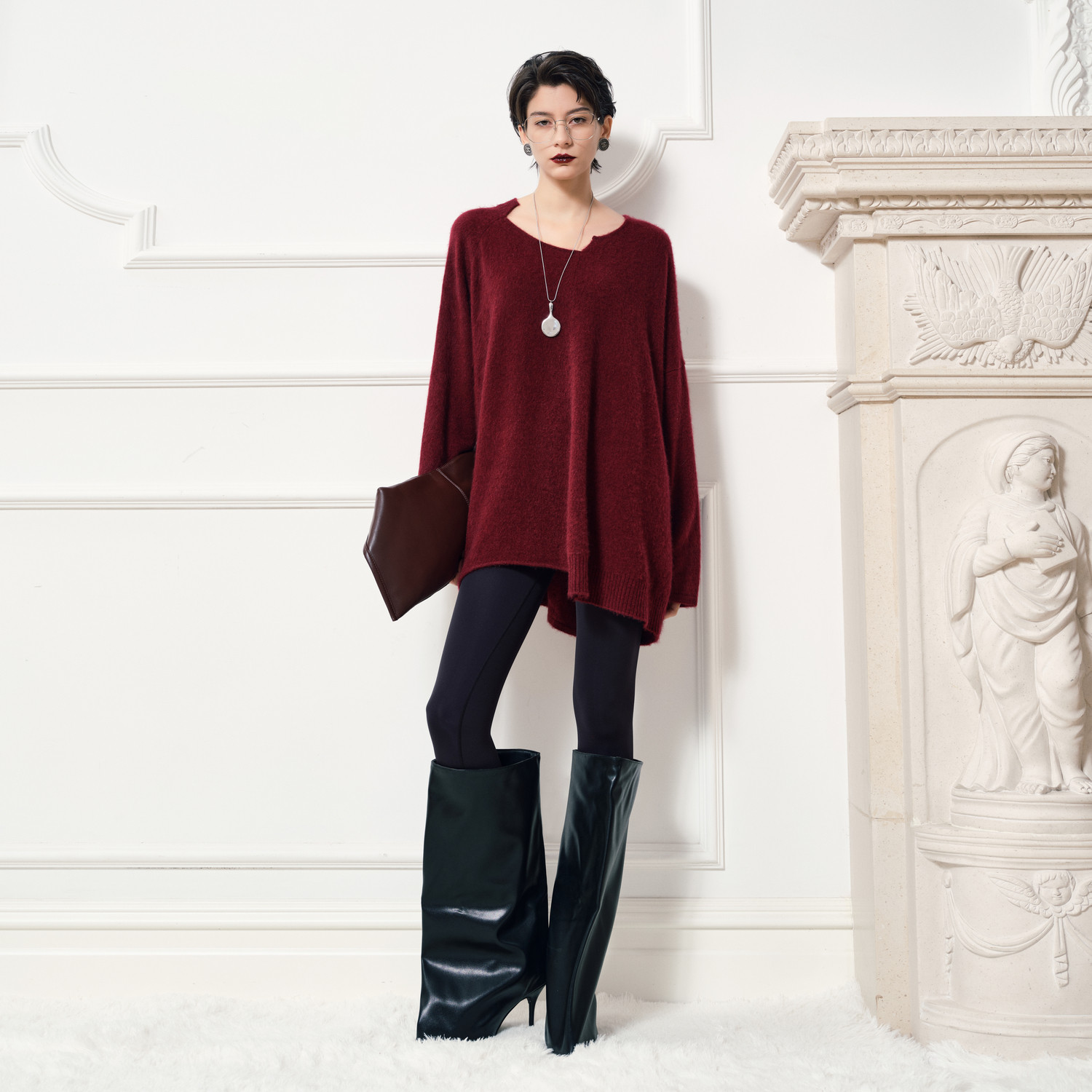 【新年系列】TU 牦牛绒拉绒毛衣男女同款不规则针织衫慵懒风上衣,淘宝优惠券,粉丝福利购,淘宝优惠卷