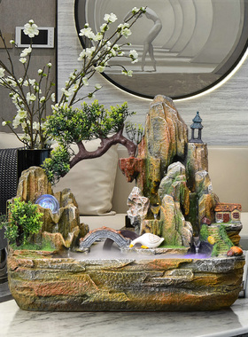 假山循环流水喷泉招财客厅摆件