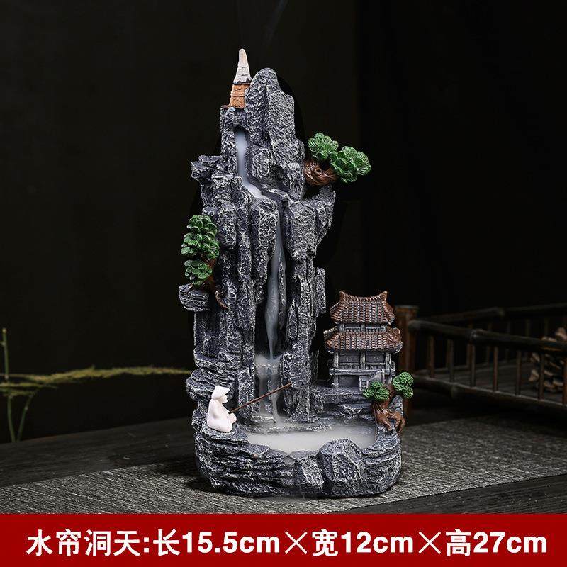 创意大号树脂高山流水倒流香炉假山家用室内香座檀香薰炉禅意摆件,淘宝优惠券,粉丝福利购,淘宝优惠卷