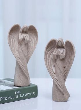 天使雕像树脂砂岩合十祈祷摆件手工艺术工艺品家居桌面装饰品