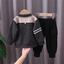 Boys autumn clothes suit 2h020 The childrens spring autumn clothes new handsome childrens baby clothes mens baby foreign air cardio-hoodie