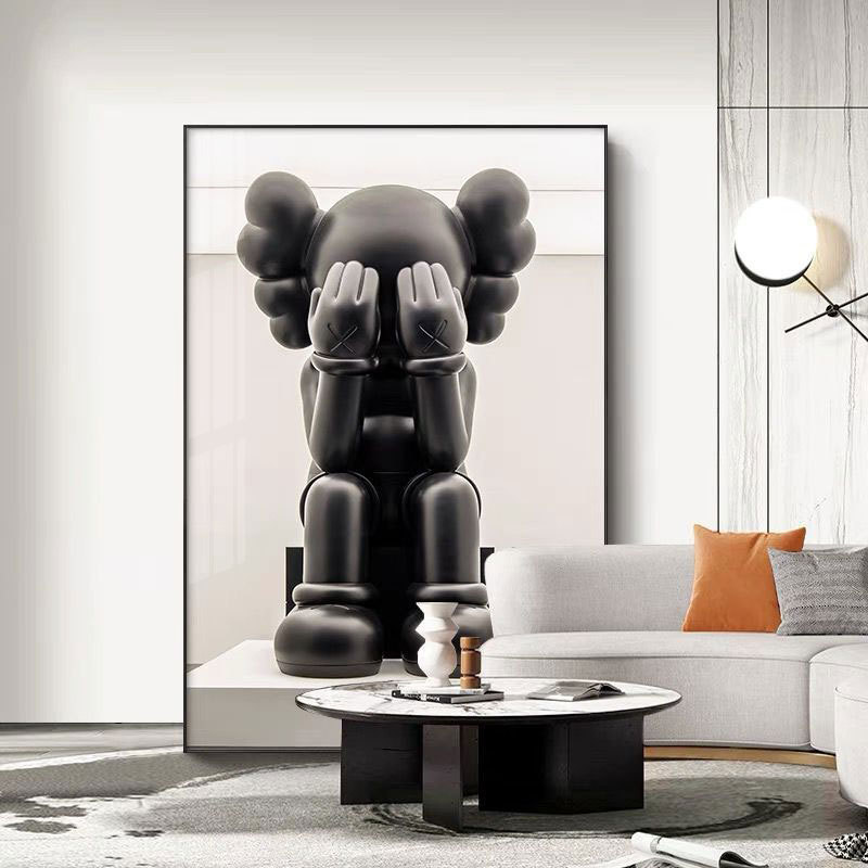 kaws潮牌装饰画暴力熊动漫玄关挂画沙发背景墙画房间落地大画壁画 - 图0
