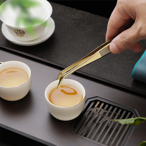 加厚茶夹不锈钢茶叶夹子金属茶镊子茶夹子铜杯夹功夫茶道配件其他 - 图1