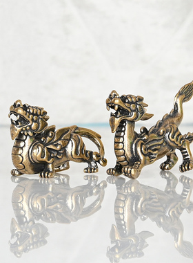 纯铜貔貅摆件一对招財