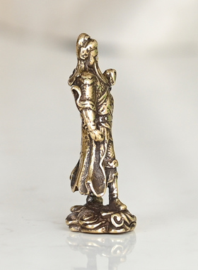 纯铜关羽神像茶宠办公桌面小摆件