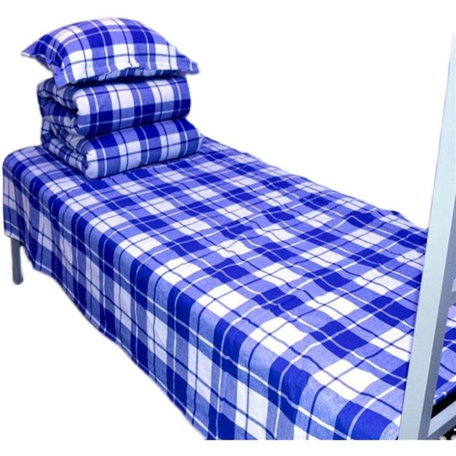 Student sheets blue and white grid single bed sheets and quilt cover