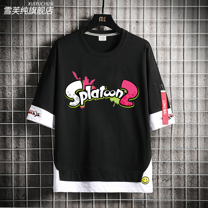 喷射战士Splatoon2游戏二次元周边半袖男女休闲纯棉短袖t恤衣服潮-图1