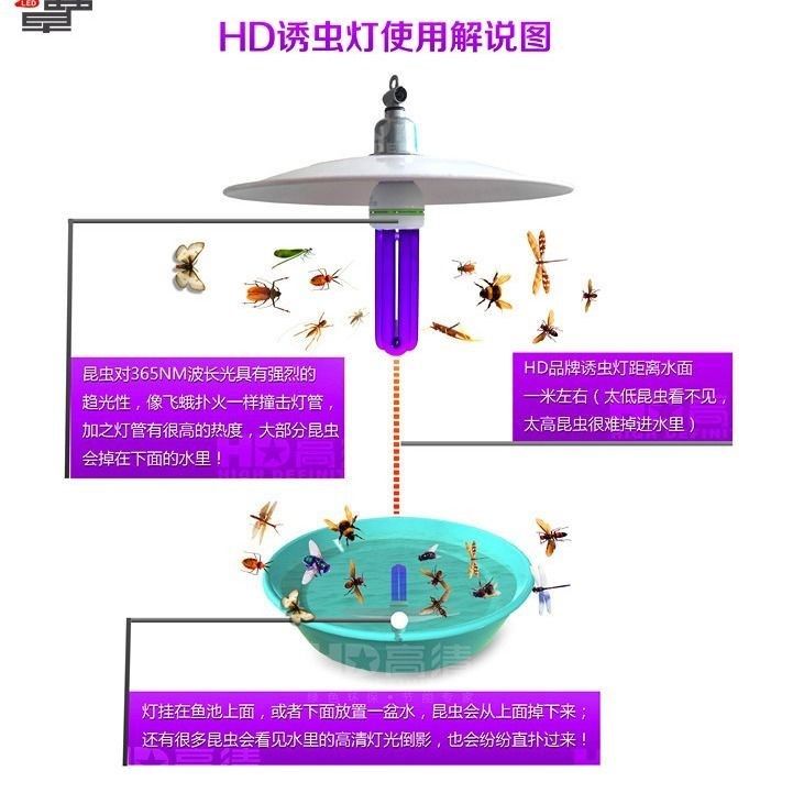 户外诱虫灯黑光灭虫灯养殖鱼塘引虫吸虫灯飞蛾诱捕农用杀虫防水 - 图0