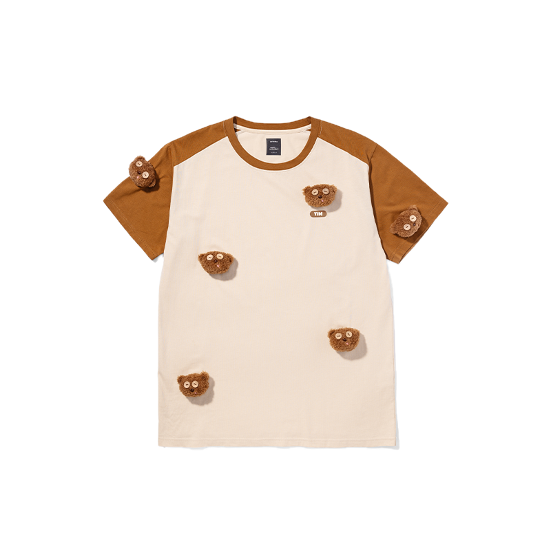 环球影业小黄人2024夏季新款男女复古拼接TIM熊玩偶短袖半袖T恤,淘宝优惠券,粉丝福利购,淘宝优惠卷