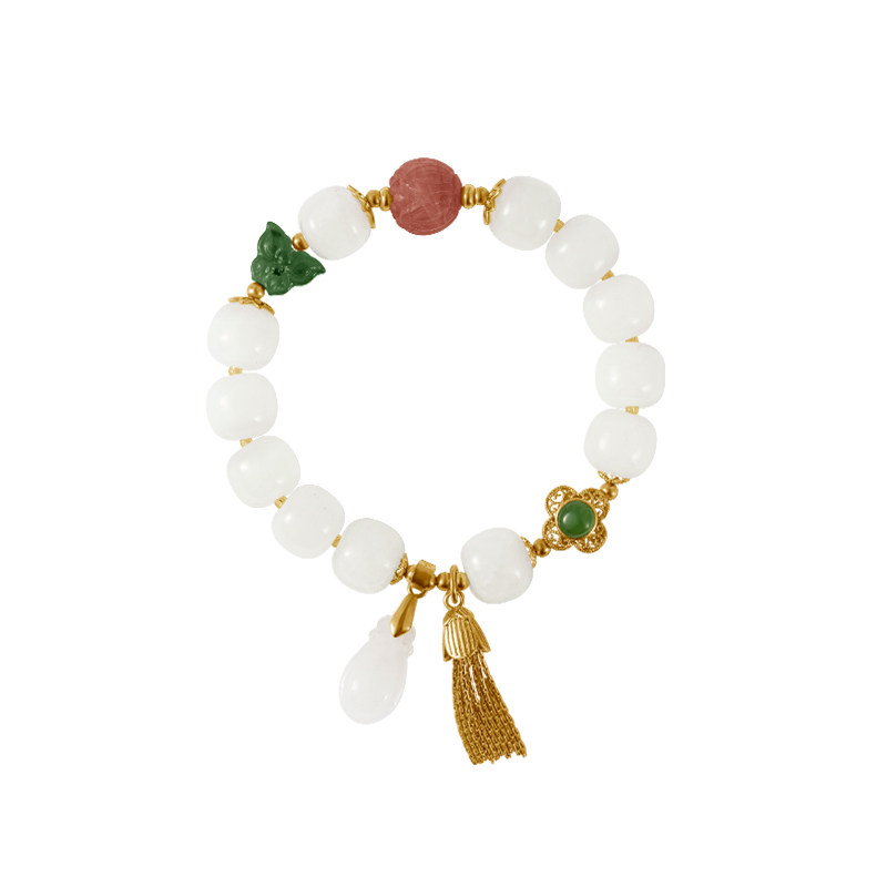 宫典国潮女南红和田玉纯银手链 宫典珠宝手链