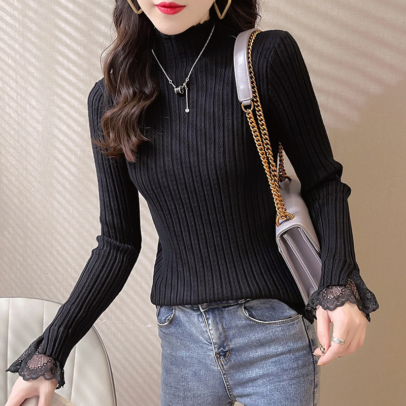 配皮草的内搭小衫蕾丝 优姿欣毛针织衫