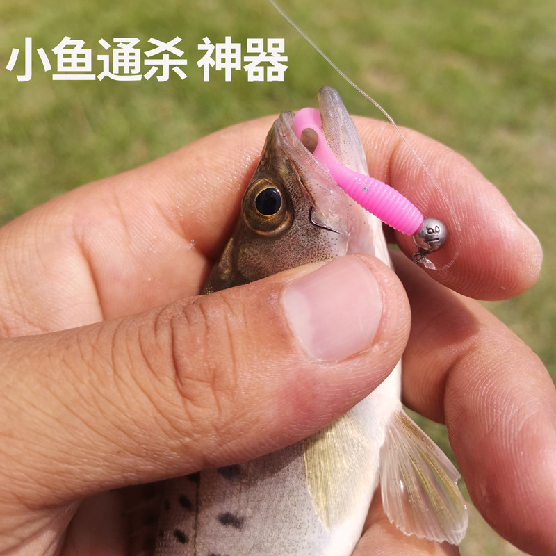 根钓路亚饵超小微物迷你卷尾倒钓软饵青条鳜鱼黑头海鲈鱼软蛆软虫,淘宝优惠券,粉丝福利购,淘宝优惠卷