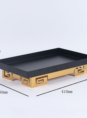 新中式金属提手托盘收纳摆件