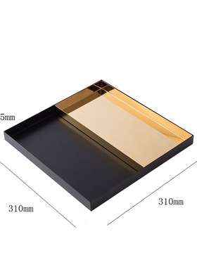 古典新中式黑色金属托盘茶艺摆件