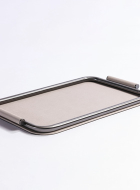 轻奢简约米灰色皮革托盘