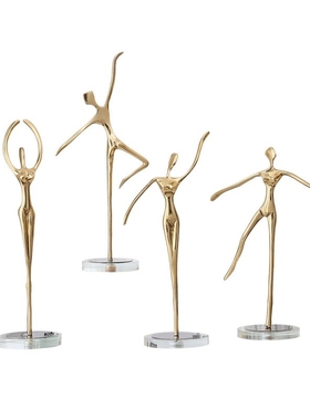 轻奢新中式家居纯铜马鹿摆件家具软装饰品样板房高端玄关工艺品